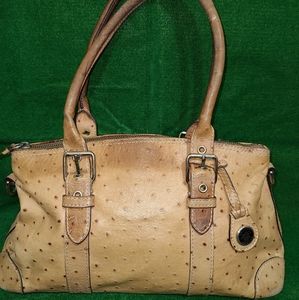Dooney and Bourke Ostrich embossed brown handbag